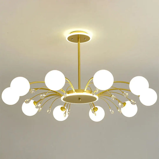 Modern Milk Glass Spherical Chandelier - Stylish Hanging Ceiling Lights For Living Room 10 / Gold