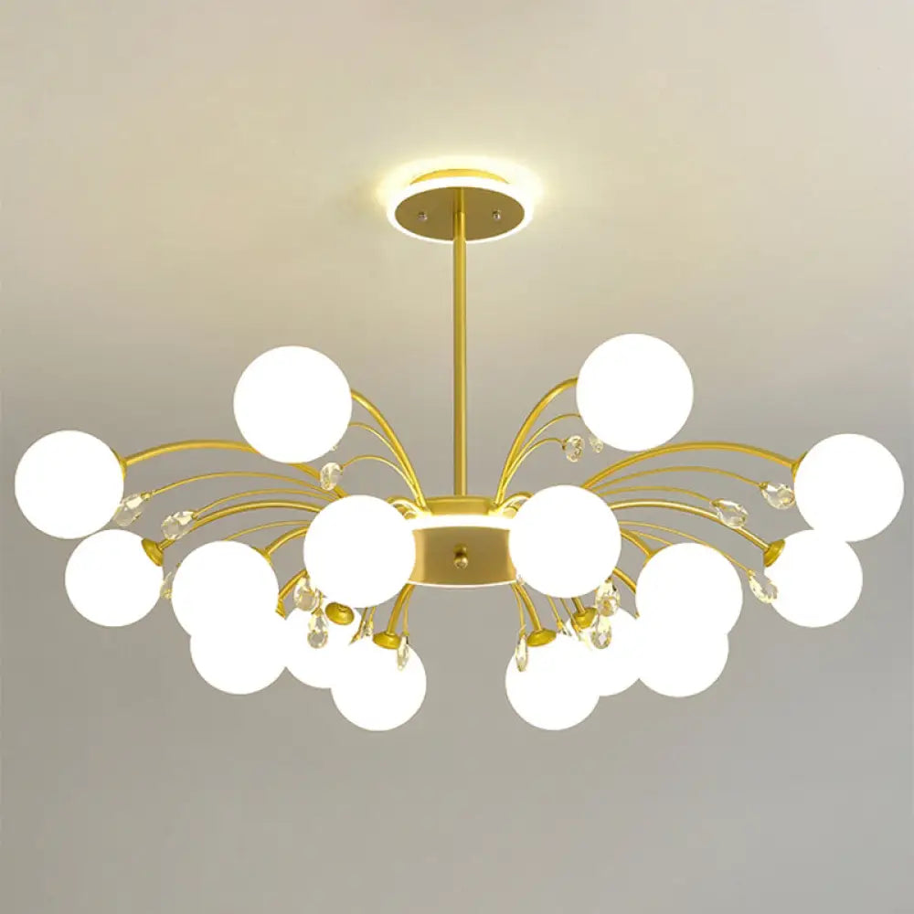 Modern Milk Glass Spherical Chandelier - Stylish Hanging Ceiling Lights For Living Room 16 / Gold