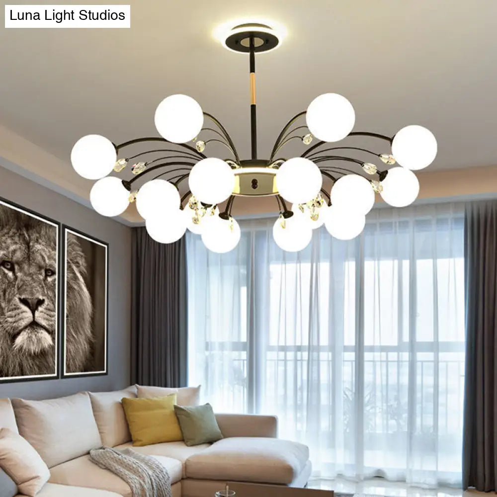 Modern Milk Glass Spherical Chandelier - Stylish Hanging Ceiling Lights For Living Room