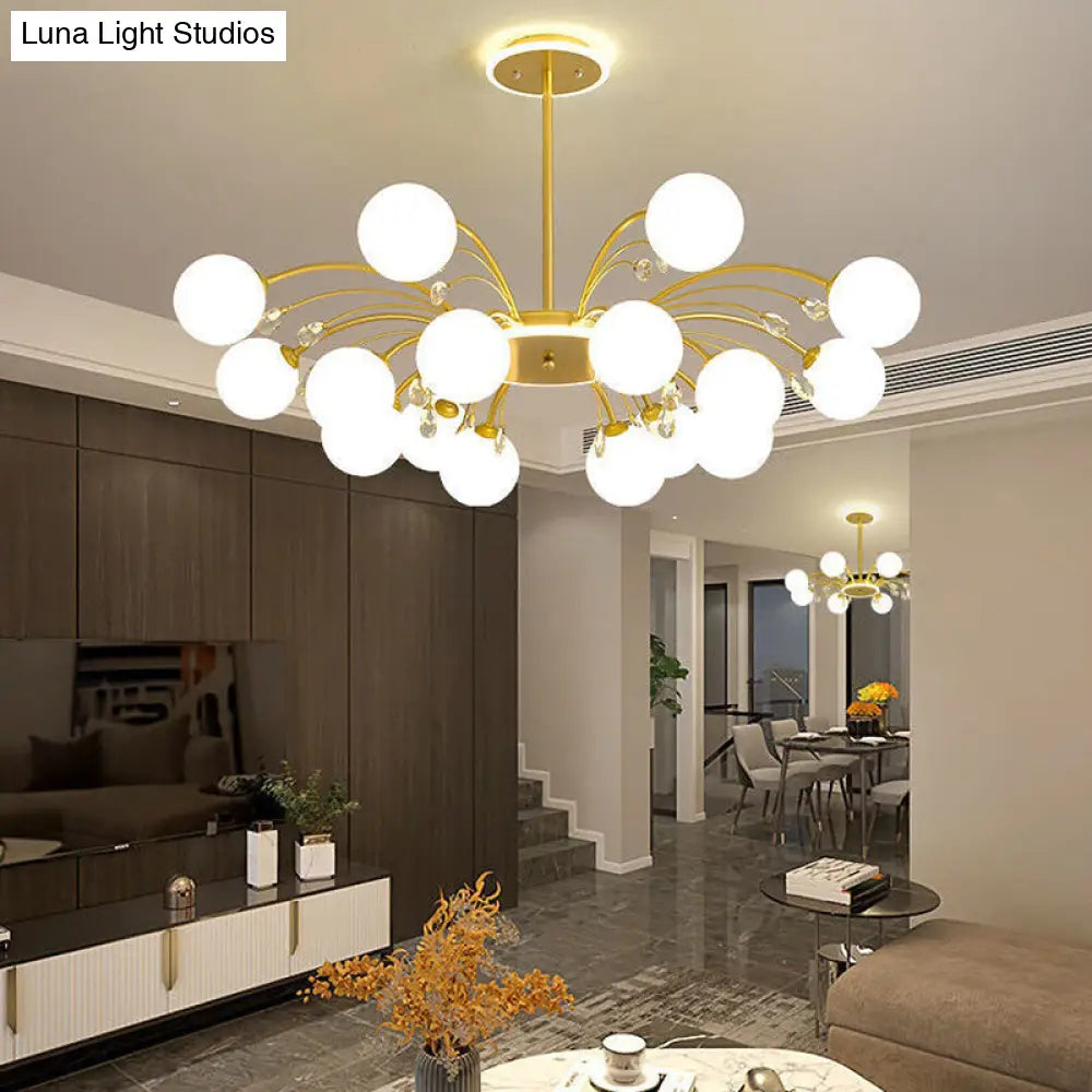 Modern Milk Glass Spherical Chandelier For Living Room Ceiling