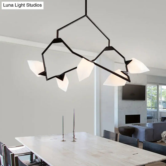 Modern Milk Glass Tree Branch Ceiling Suspension Lamp Black/Gold Hanging Light Fixture - 5/8 Bulbs