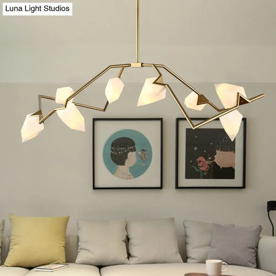 Modern Milk Glass Tree Branch Ceiling Suspension Lamp Black/Gold Hanging Light Fixture - 5/8 Bulbs