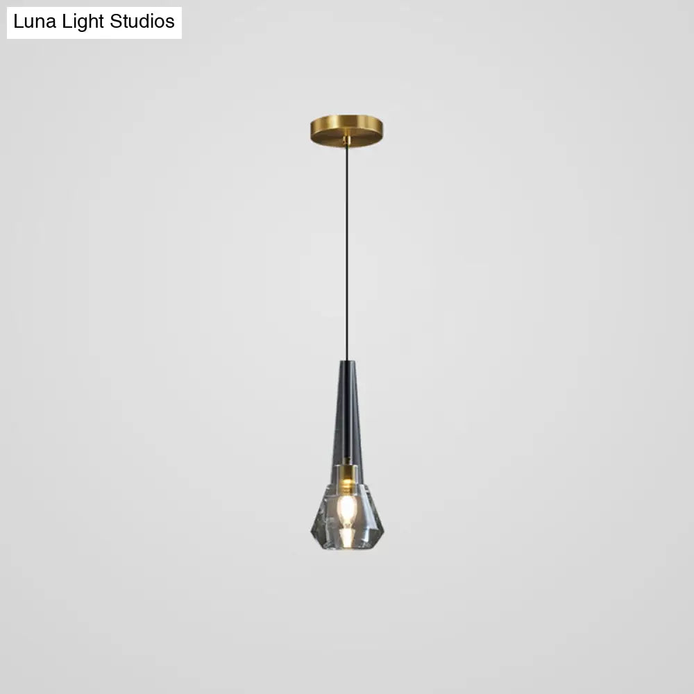 Mini Crystal Pendant Light With Brass Finish For Modern Living Spaces Black