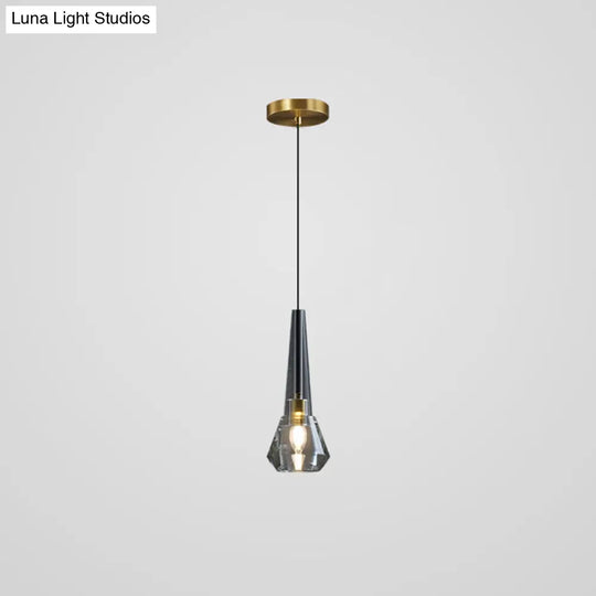 Mini Crystal Pendant Light With Brass Finish For Modern Living Spaces Black