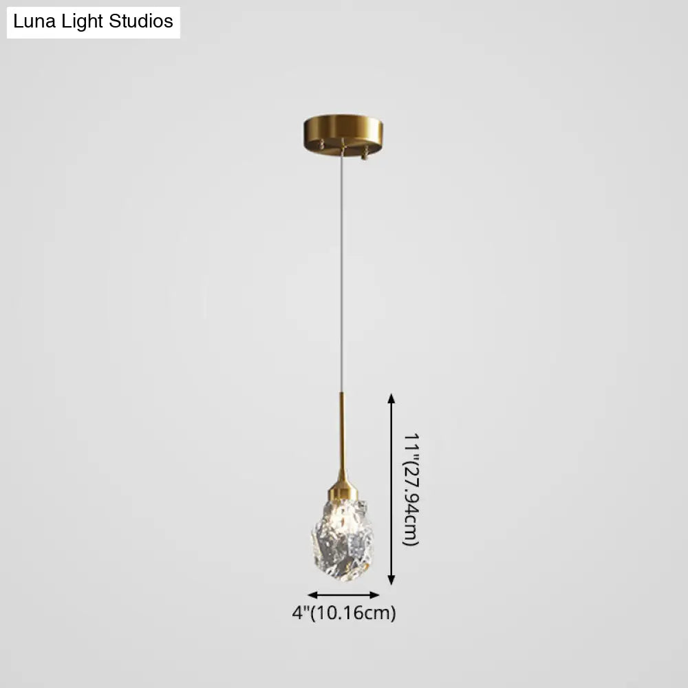 Mini Crystal Pendant Light With Brass Finish For Modern Living Spaces