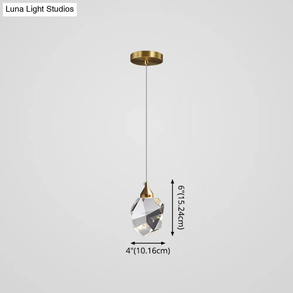 Modern Mini Crystal Pendant Light With Brass Finish For Living Room Bar And Coffee Shop Ceiling