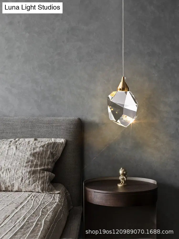 Mini Crystal Pendant Light With Brass Finish For Modern Living Spaces