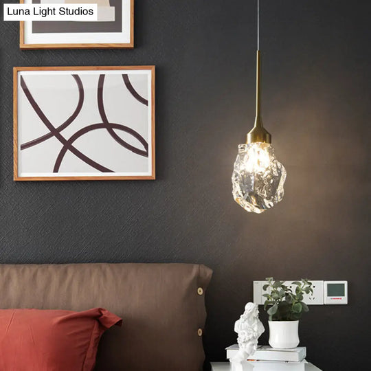 Mini Crystal Pendant Light With Brass Finish For Modern Living Spaces