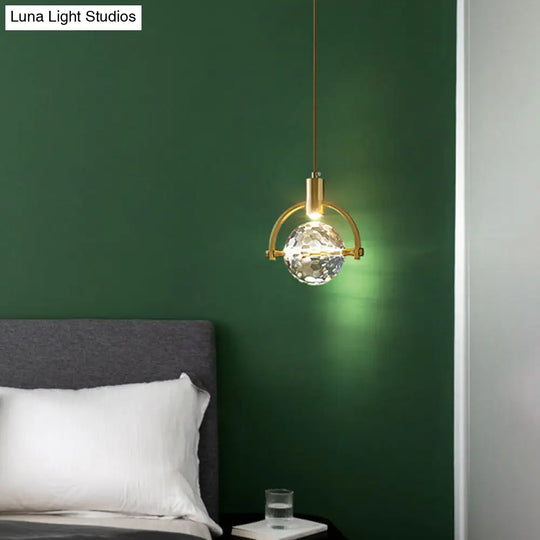 Mini Crystal Pendant Light With Brass Finish For Modern Living Spaces