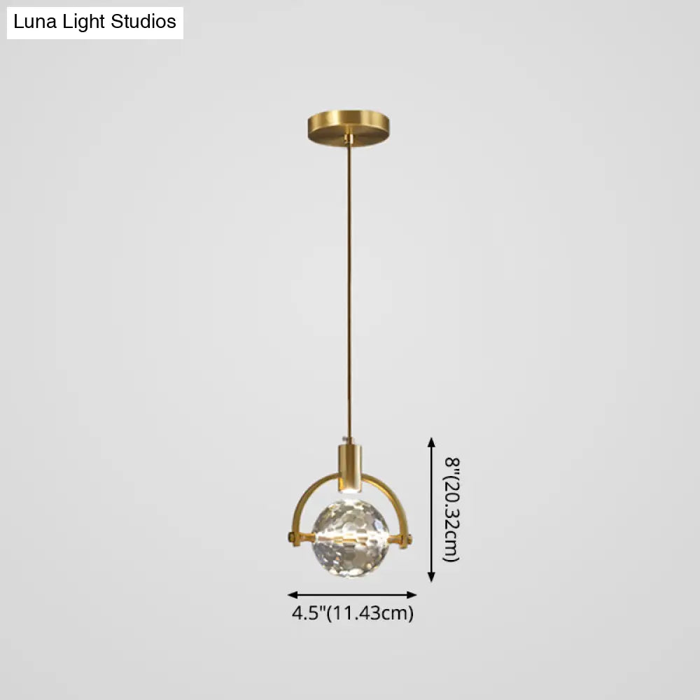 Modern Mini Crystal Pendant Light With Brass Finish For Living Room Bar And Coffee Shop Ceiling