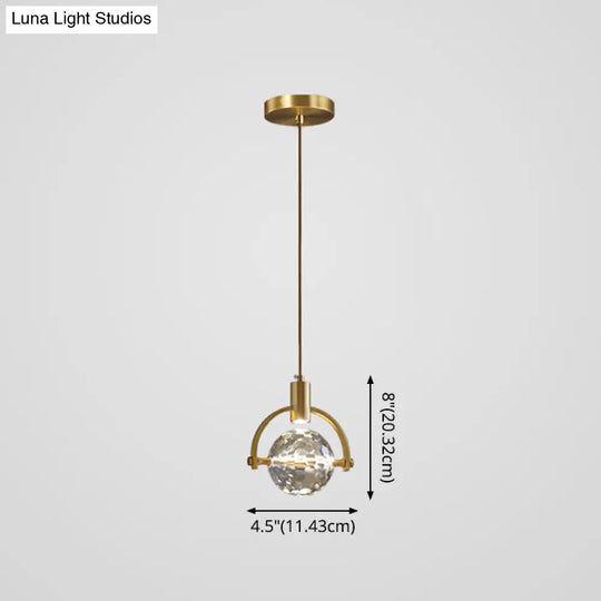 Modern Mini Crystal Pendant Light With Brass Finish For Living Room Bar And Coffee Shop Ceiling