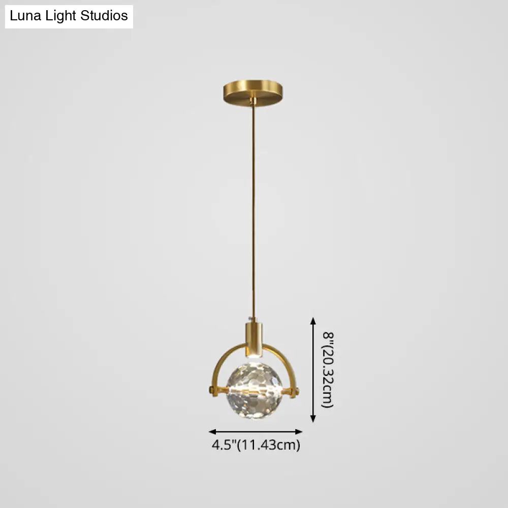 Mini Crystal Pendant Light With Brass Finish For Modern Living Spaces