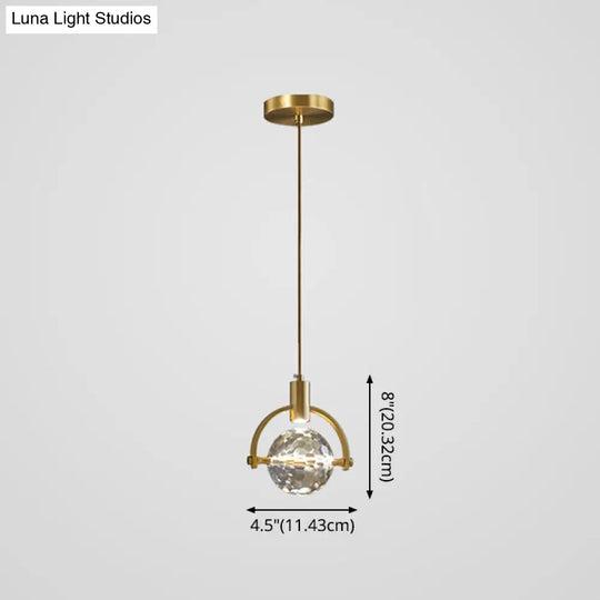 Mini Crystal Pendant Light With Brass Finish For Modern Living Spaces