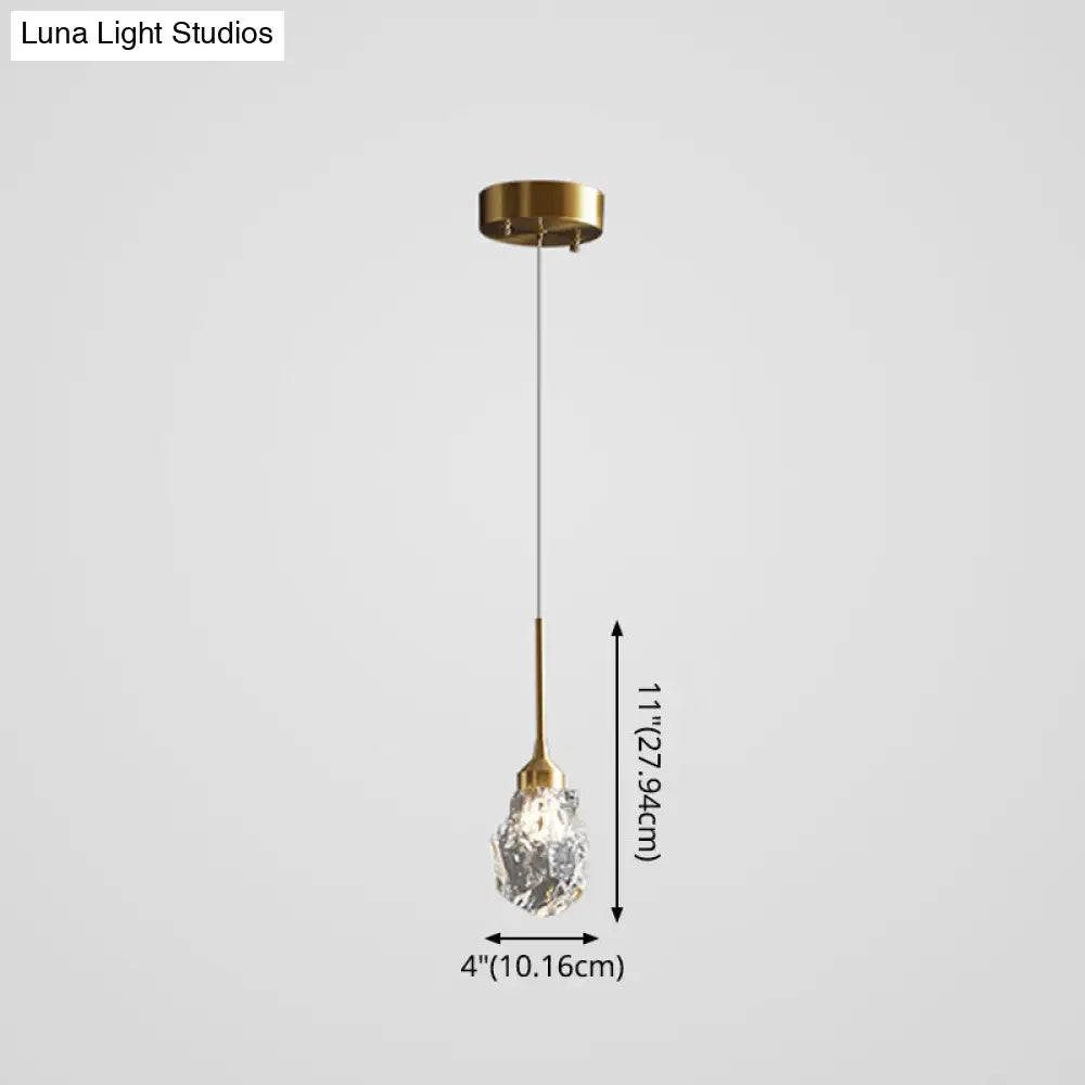 Modern Mini Crystal Pendant Light With Brass Finish For Living Room Bar And Coffee Shop Ceiling