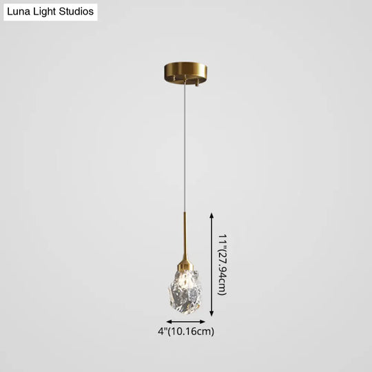 Modern Mini Crystal Pendant Light With Brass Finish For Living Room Bar And Coffee Shop Ceiling