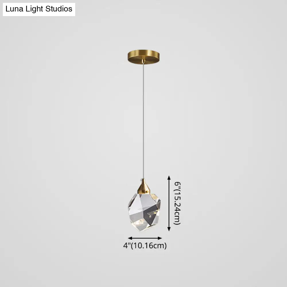 Mini Crystal Pendant Light With Brass Finish For Modern Living Spaces