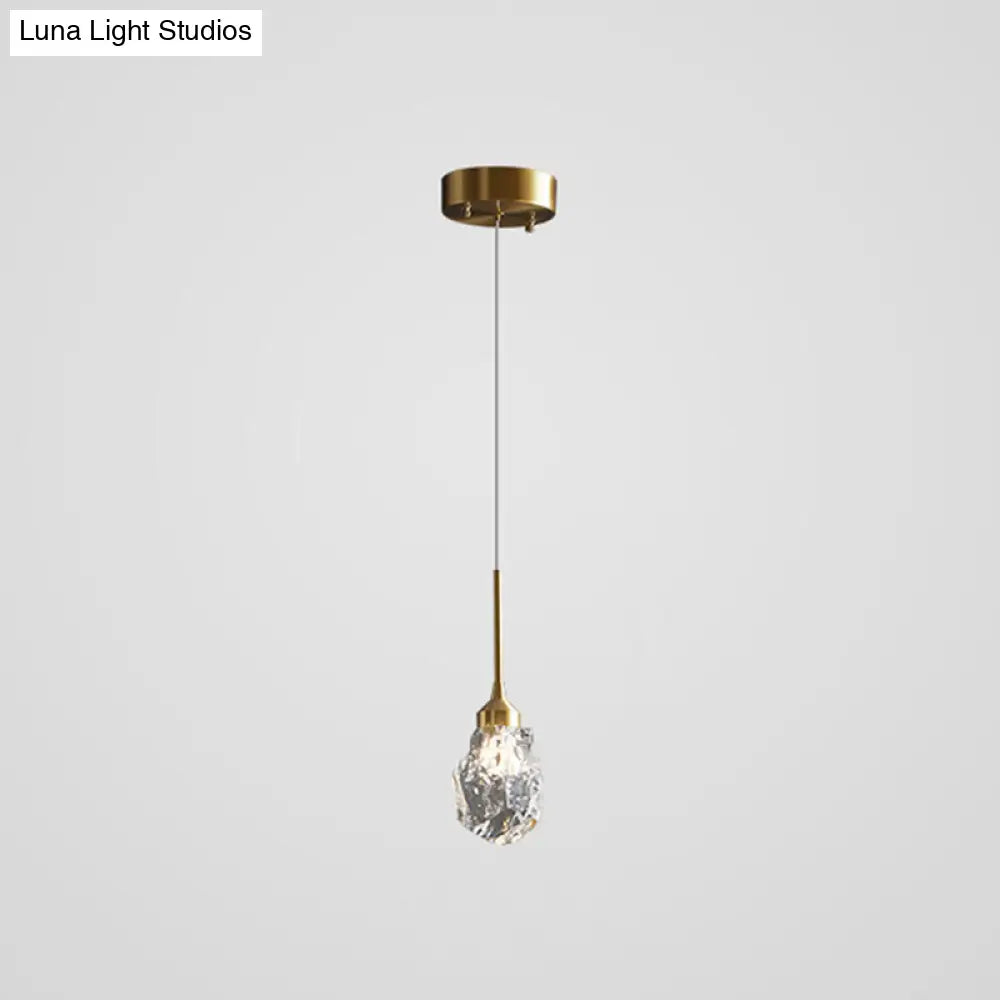 Mini Crystal Pendant Light With Brass Finish For Modern Living Spaces