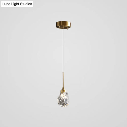 Mini Crystal Pendant Light With Brass Finish For Modern Living Spaces