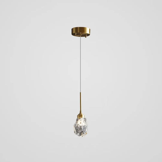 Modern Mini Crystal Pendant Light With Brass Finish For Living Room Bar And Coffee Shop Ceiling