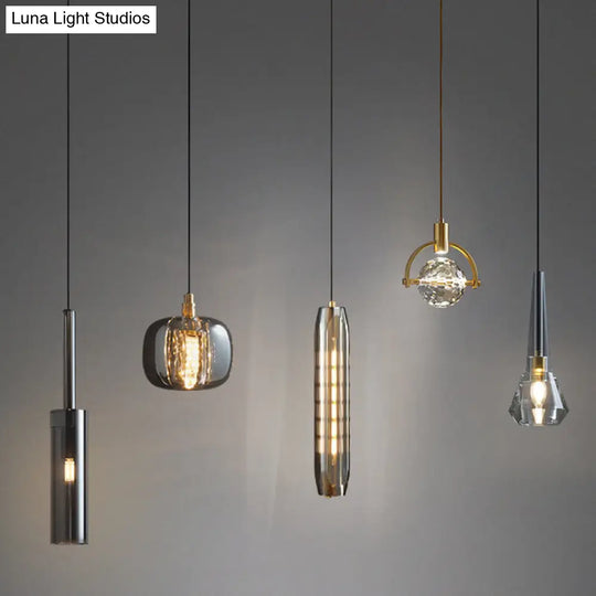 Mini Crystal Pendant Light With Brass Finish For Modern Living Spaces