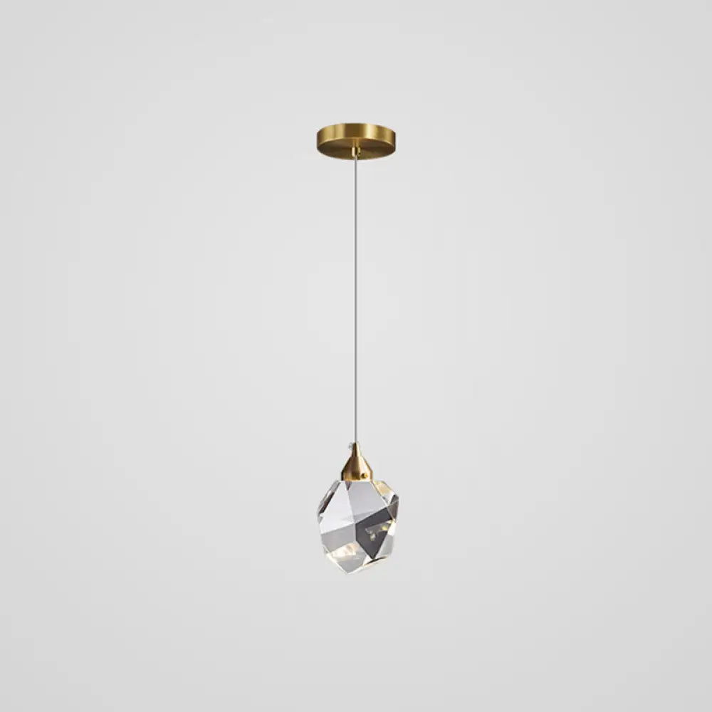 Modern Mini Crystal Pendant Light With Brass Finish For Living Room Bar And Coffee Shop Ceiling