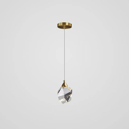 Modern Mini Crystal Pendant Light With Brass Finish For Living Room Bar And Coffee Shop Ceiling