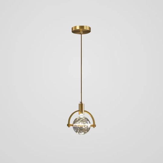 Modern Mini Crystal Pendant Light With Brass Finish For Living Room Bar And Coffee Shop Ceiling