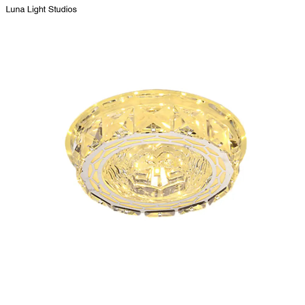 Modern Mini Led Ceiling Flush Mount Light With Clear Crystal For Hallway
