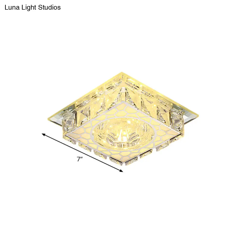 Modern Mini Led Ceiling Flush Mount Light With Clear Crystal For Hallway