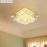 Modern Mini Led Ceiling Flush Mount Light With Clear Crystal For Hallway