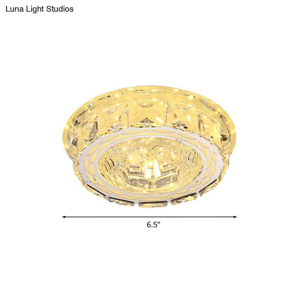 Modern Mini Led Ceiling Flush Mount Light With Clear Crystal For Hallway