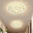 Modern Mini Led Ceiling Flush Mount Light With Clear Crystal For Hallway / Round