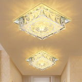 Modern Mini Led Ceiling Flush Mount Light With Clear Crystal For Hallway / Square Plate