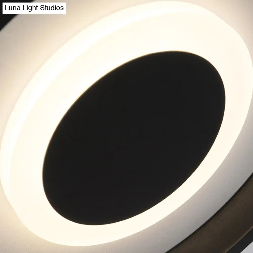 Modern Mini Led Flush Mount Ceiling Lamp With Black Frame In Warm/White/3-Color Light Options