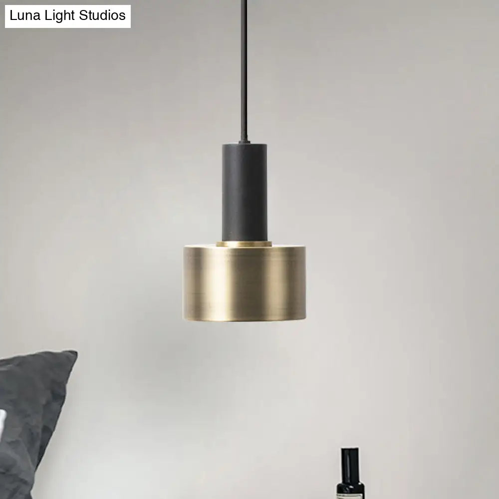 Modern Mini Pendant Light: Elegant Metallic Single Ceiling Hanging Light Black-Gold