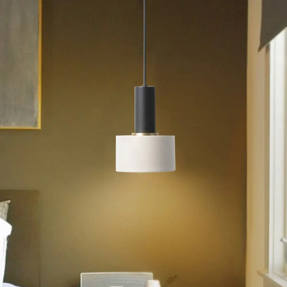 Modern Mini Pendant Light – Sleek Metallic Ceiling Hanging Single Black-White