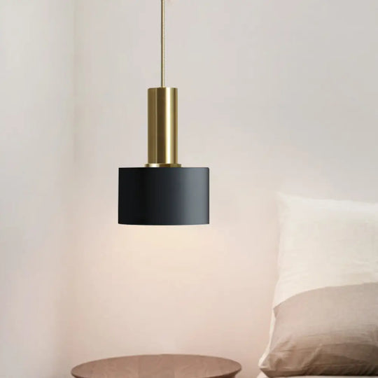 Modern Mini Pendant Light – Sleek Metallic Ceiling Hanging Single Gold-Black