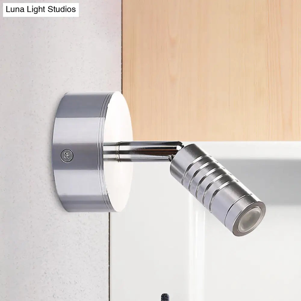 Modern Mini Tubed Led Wall Lamp- Bathroom Chrome Sconce Light Fixture In Warm/White Lighting