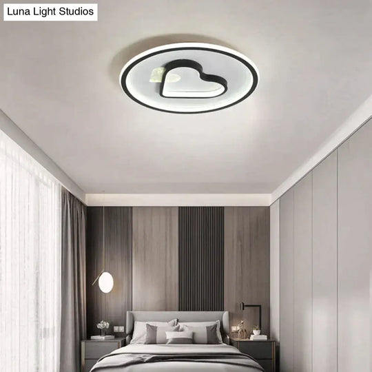 Modern Minimalist Bedroom Love Led Ceiling Lamp 42Cm Black And White / Warm Light