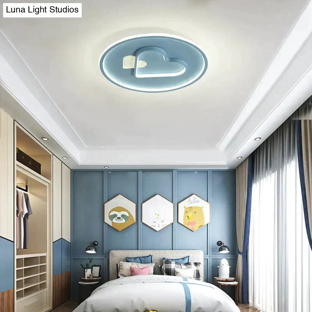 Modern Minimalist Bedroom Love Led Ceiling Lamp 42Cm Blue / Warm Light