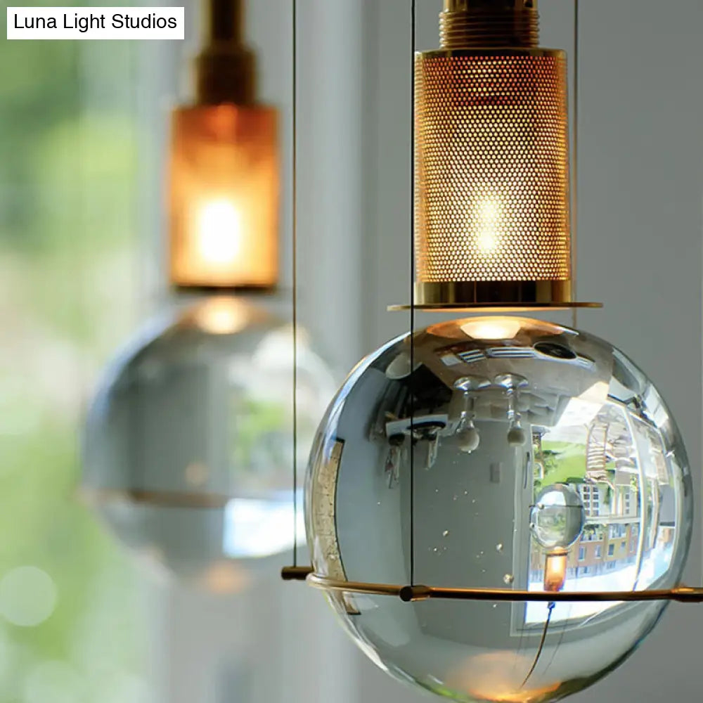 Modern Minimalist Crystal Pendant Light - Globe Shade For Living Room Hanging