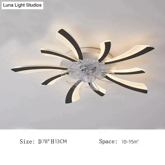 Modern Minimalist Dandelion Fan Ceiling Lamp D78X13Cm / White Light Black Ceiling