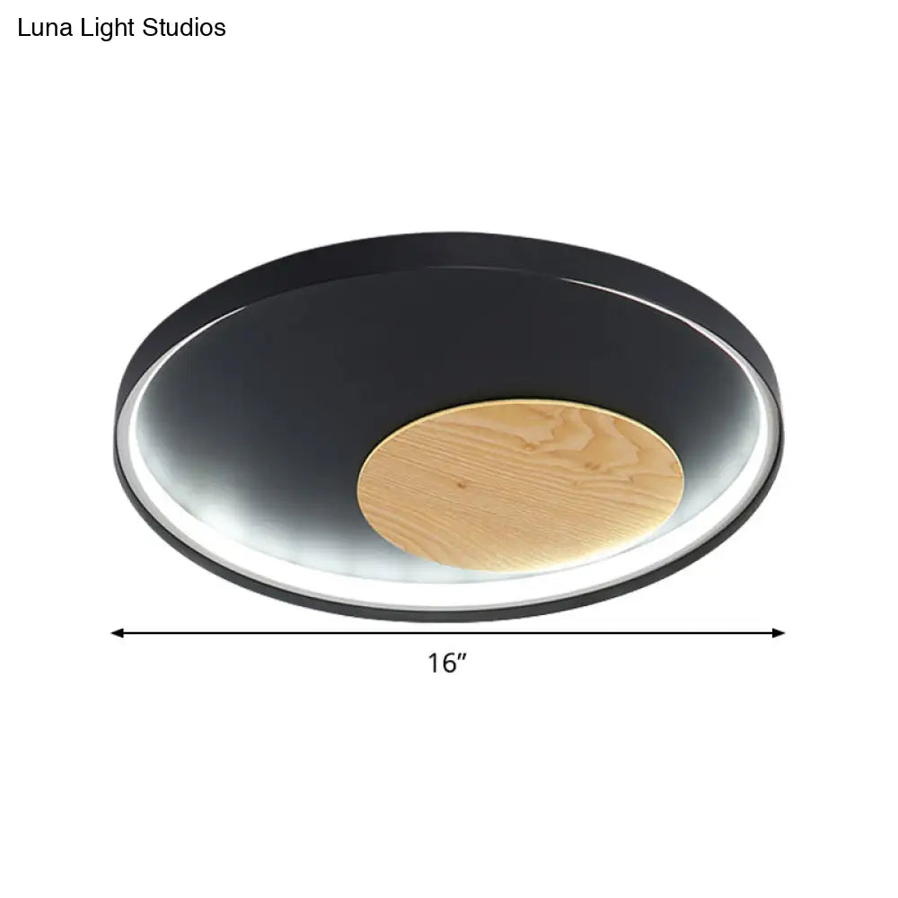 Modern Minimalist Disk Metal Ceiling Light Fixture - White/Black Led Flush Mount 12/16/19.5 Wide