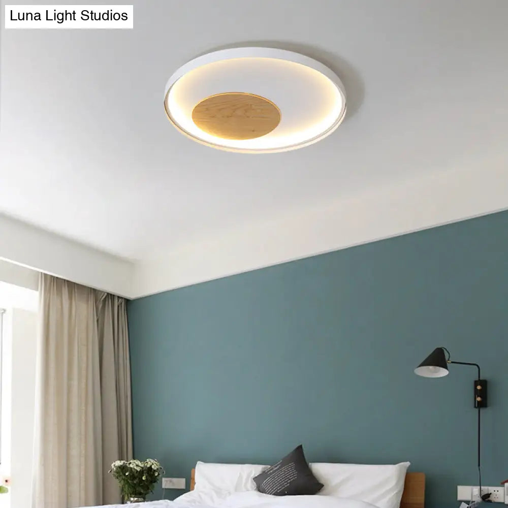 Modern Minimalist Disk Metal Ceiling Light Fixture - White/Black Led Flush Mount