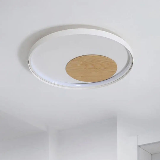 Modern Minimalist Disk Metal Ceiling Light Fixture - White/Black Led Flush Mount