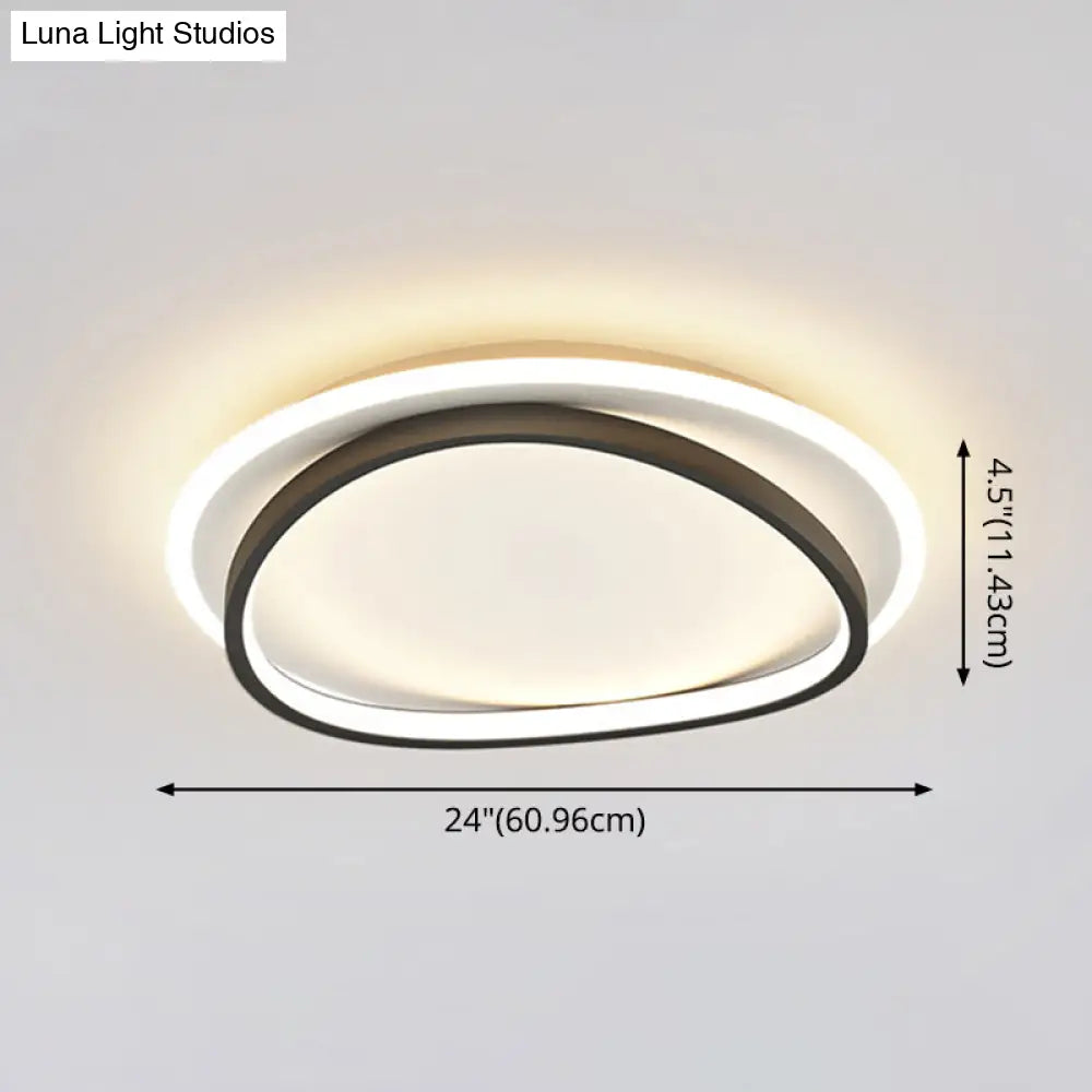 Modern Minimalist Double Round Flush Mount Led Ceiling Light For Bedrooms