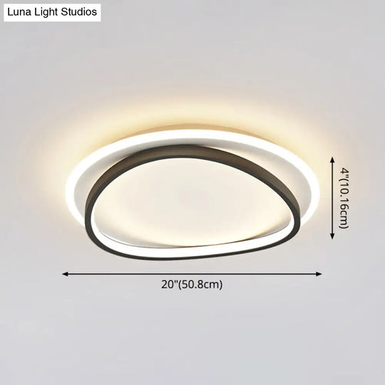 Modern Minimalist Double Round Flush Mount Led Ceiling Light For Bedrooms