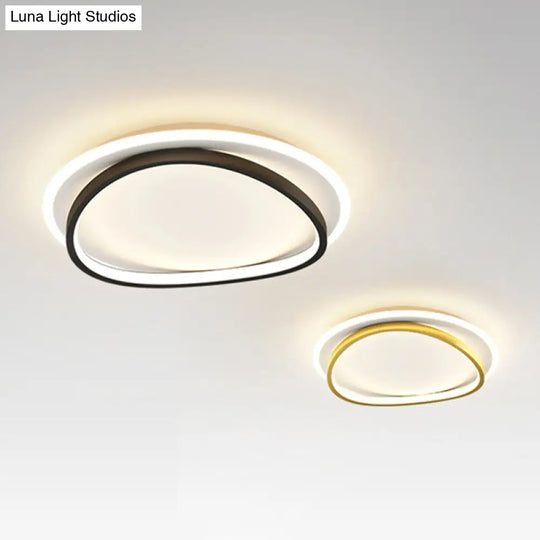 Modern Minimalist Double Round Flush Mount Led Ceiling Light For Bedrooms