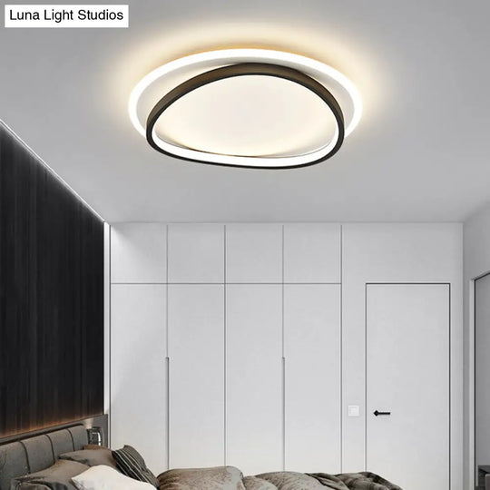 Modern Minimalist Double Round Flush Mount Led Ceiling Light For Bedrooms