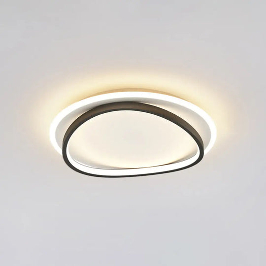 Modern Minimalist Double Round Flush Mount Led Ceiling Light For Bedrooms Black / 16 White